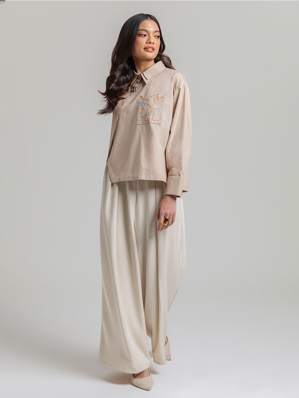 Numa Shirt Beige Long Sleeves
