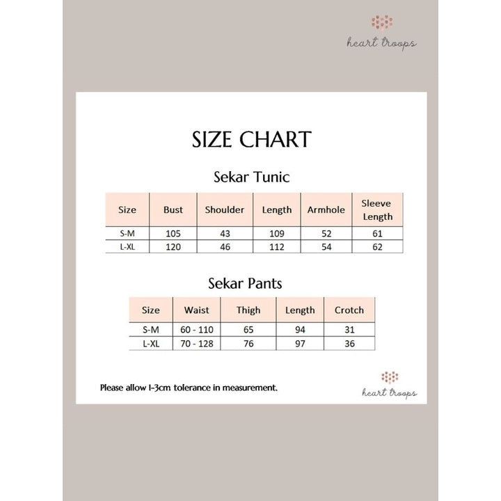 Panduan Ukuran Produk Sekar Set - Earth