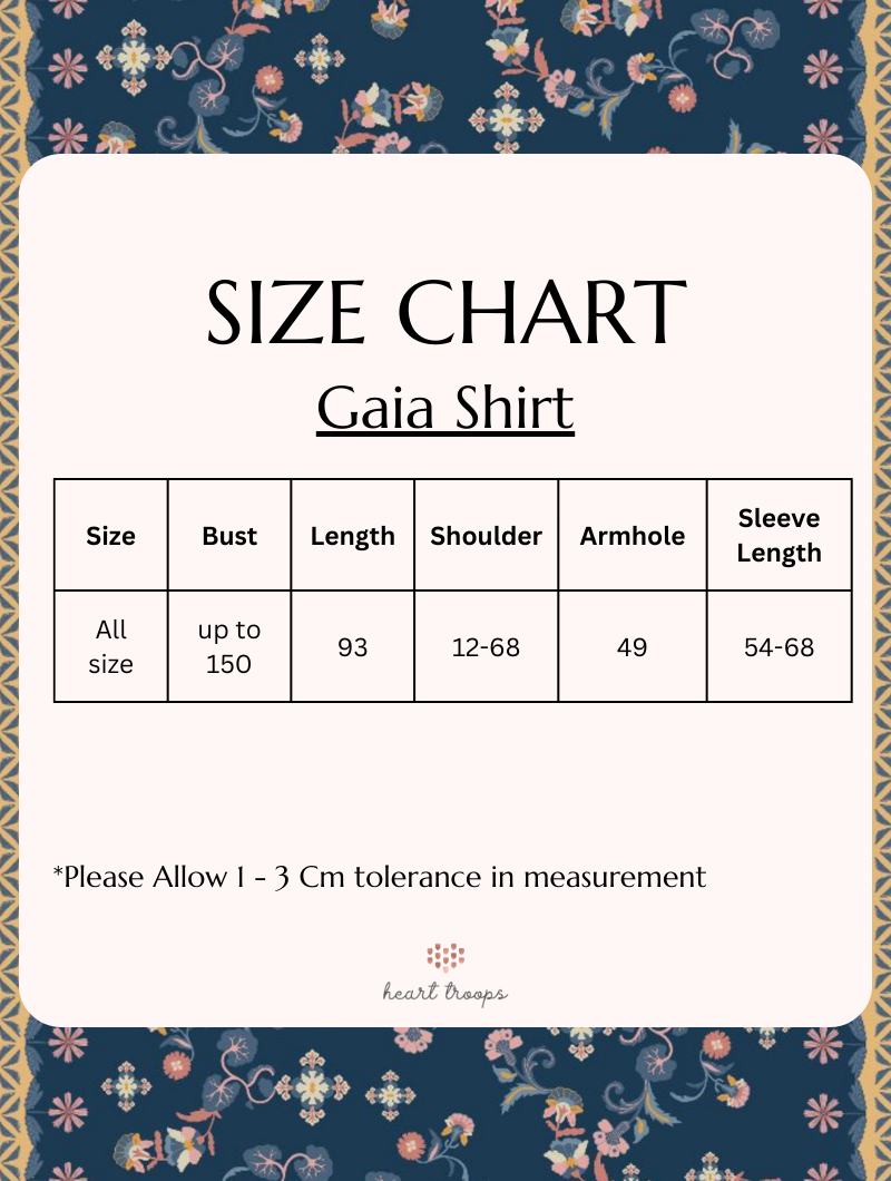 Panduan Ukuran Produk Gaia Shirt