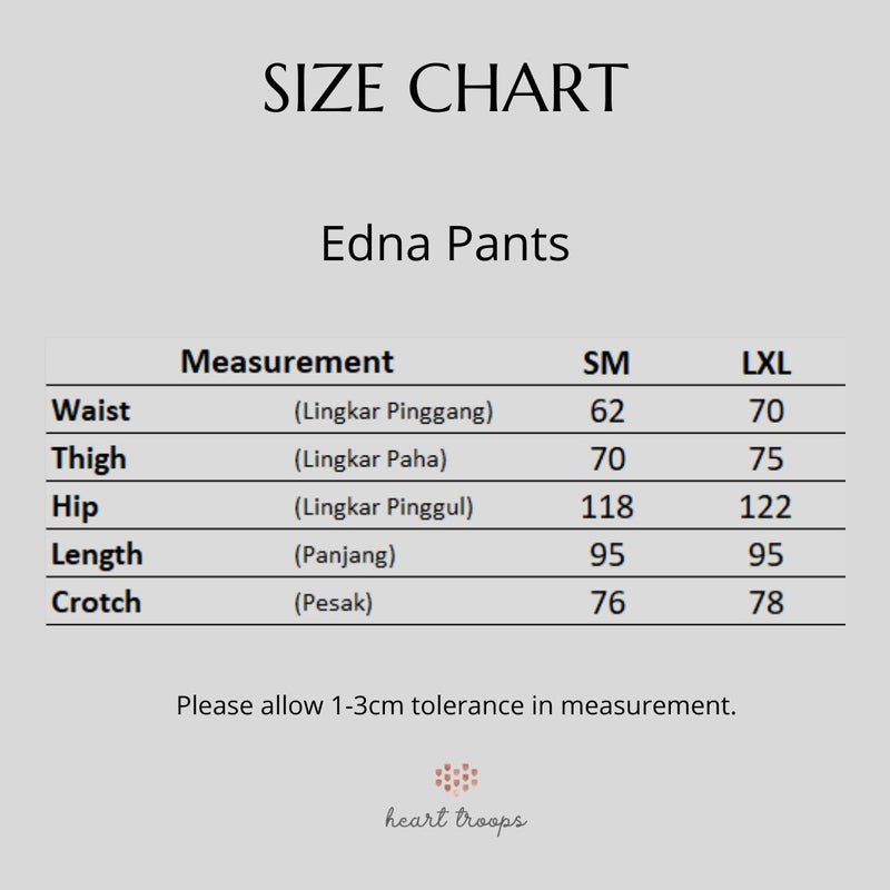 Panduan Ukuran Produk Edna Pants Celana Panjang Wanita
