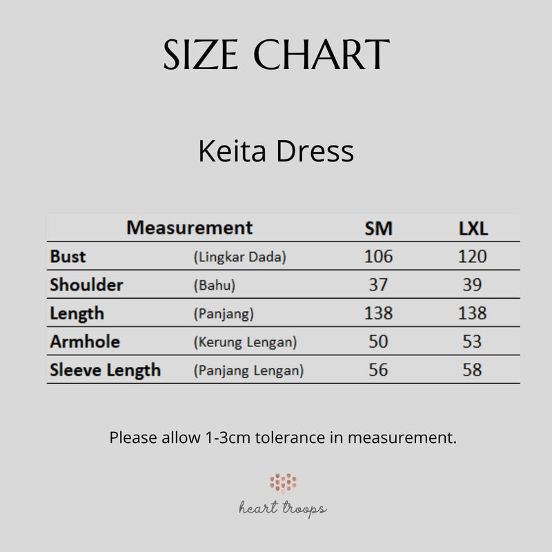 Panduan Ukuran Produk Allegria Series - Keita Dress Wanita