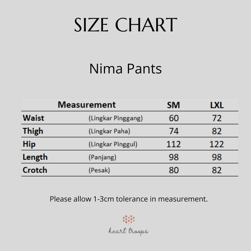 Panduan Ukuran Produk Nima Pants Celana Panjang Wanita