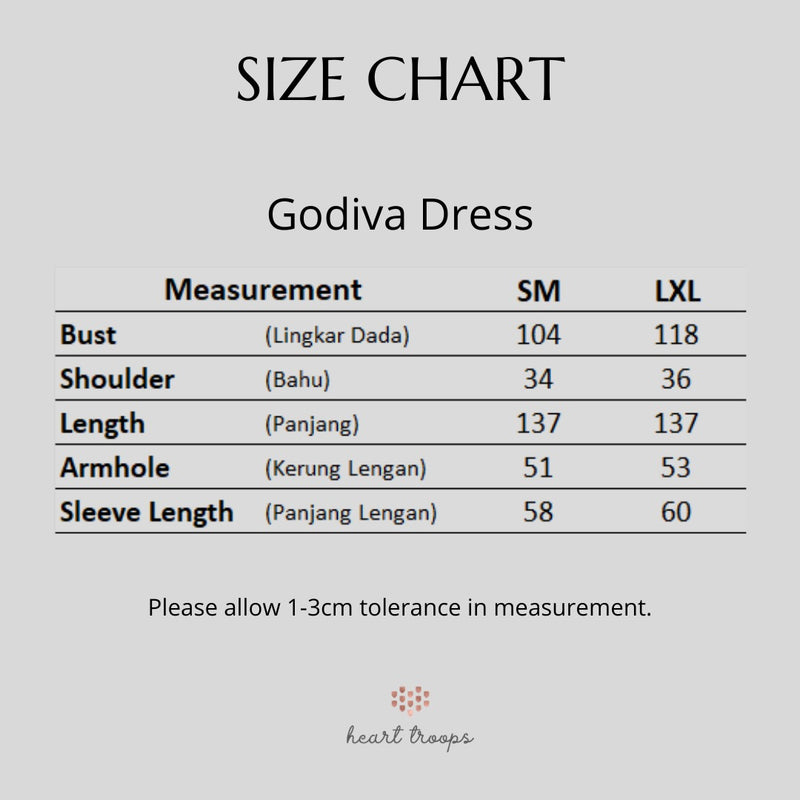 Panduan Ukuran Produk Godiva Dress Wanita