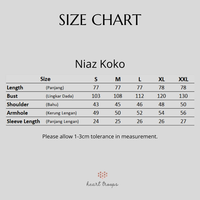 Panduan Ukuran Produk Presente Series - Niaz Koko