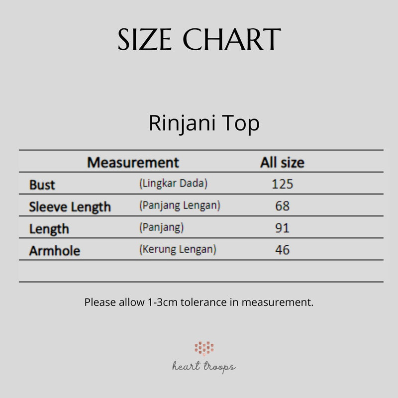 Panduan Ukuran Produk Rinjani Top Blue