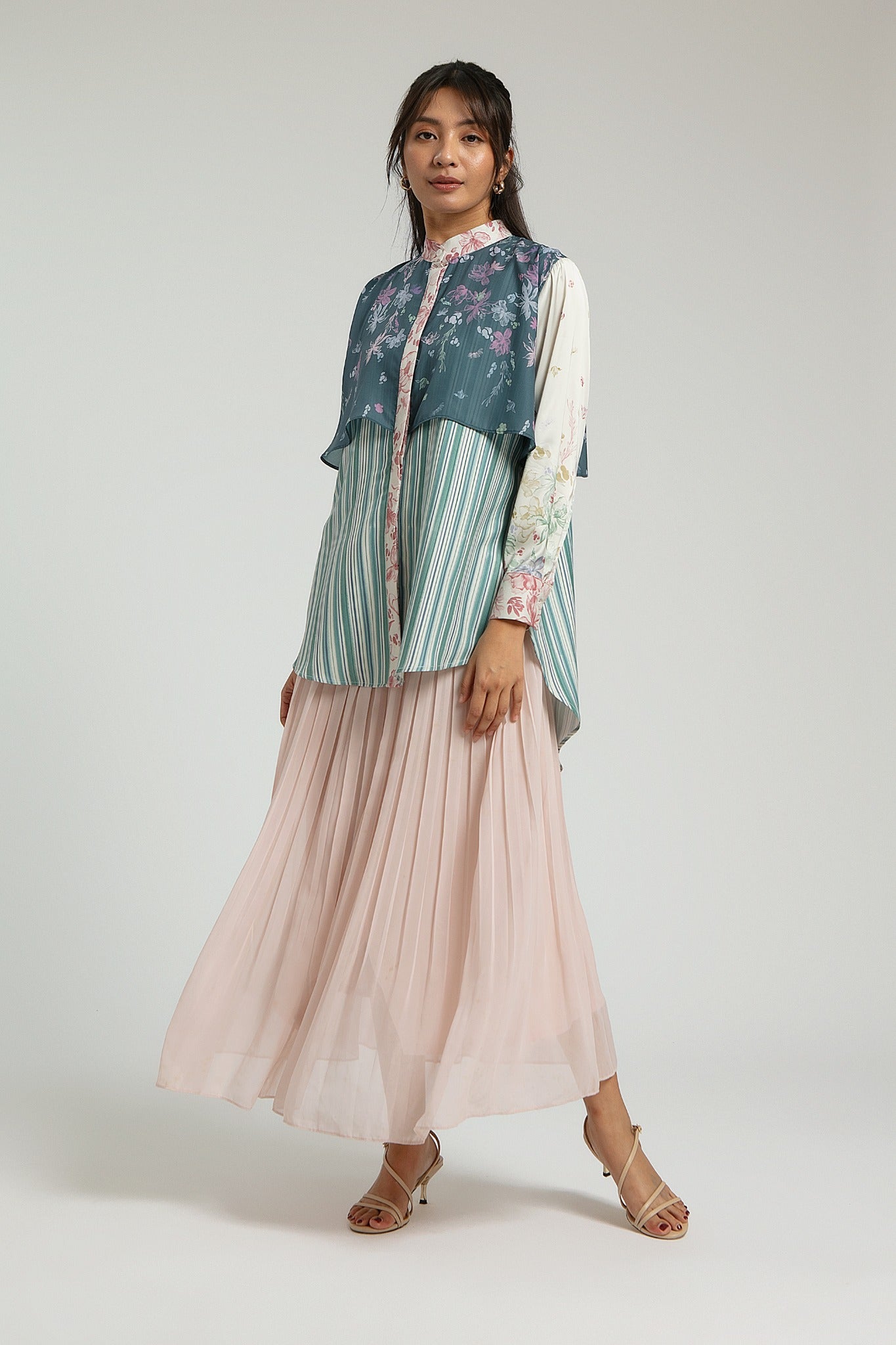 Damia Turquoise Top - Kemeja Lengan Panjang Wanita