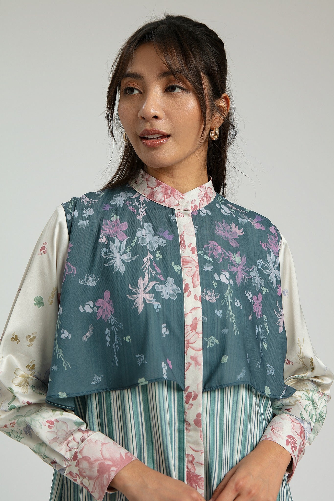 Damia Turquoise Top - Kemeja Lengan Panjang Wanita