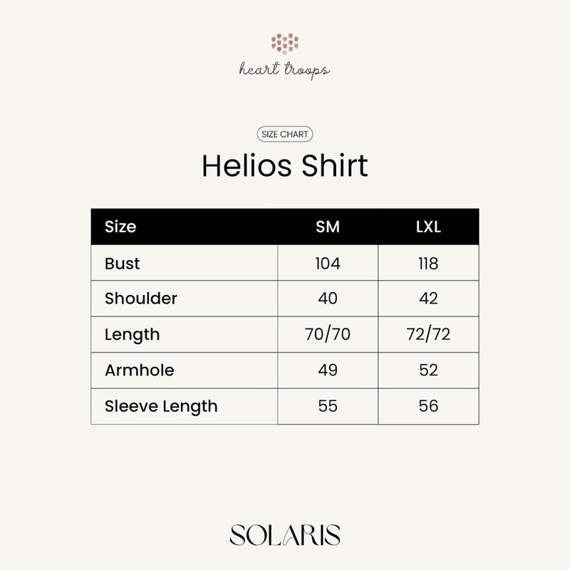 Panduan Ukuran Produk Helios Shirt Kemeja Lengan Panjang Wanita