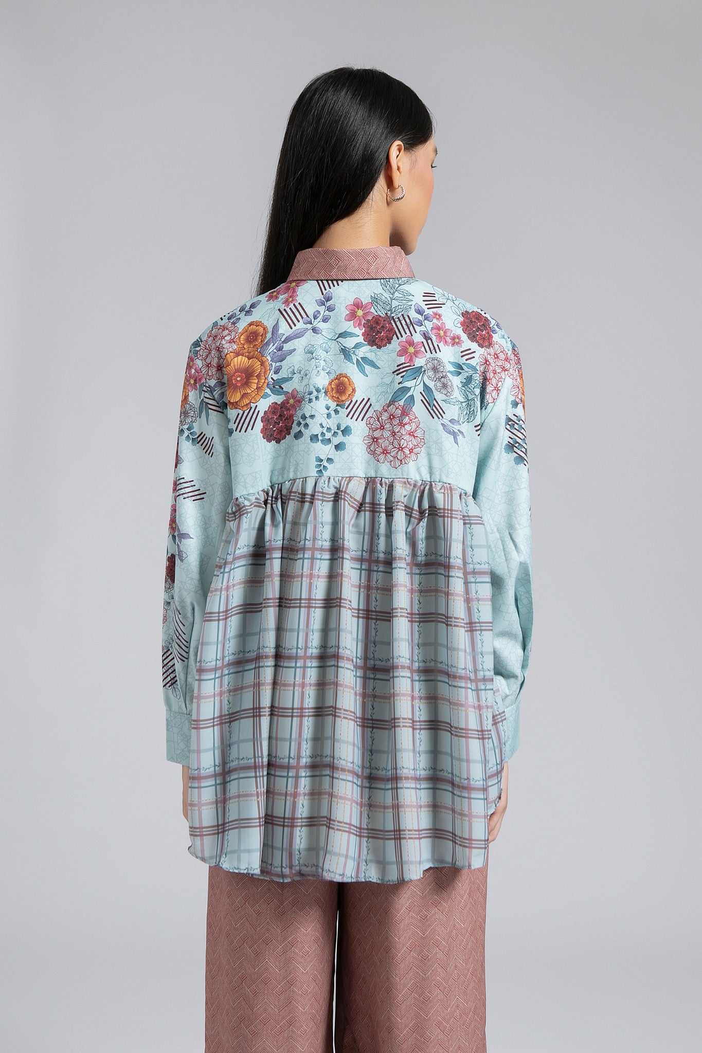 Celestine Blue Shirt Kemeja Lengan Panjang Wanita