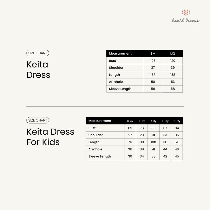 Panduan Ukuran Produk Bundle Keita Dress (Mom & Kids)