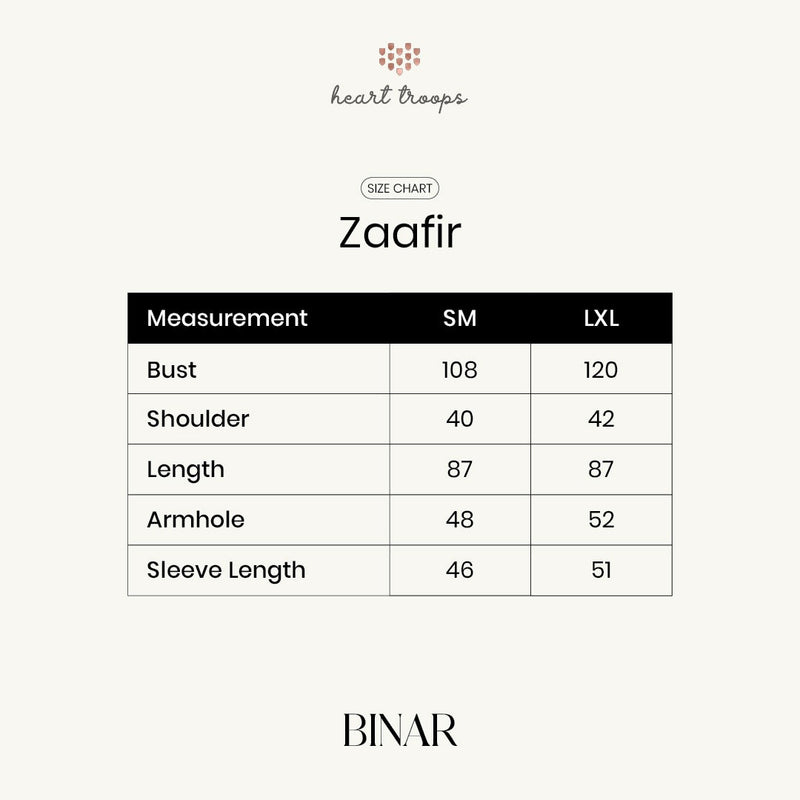 Panduan Ukuran Produk Zaafir Top