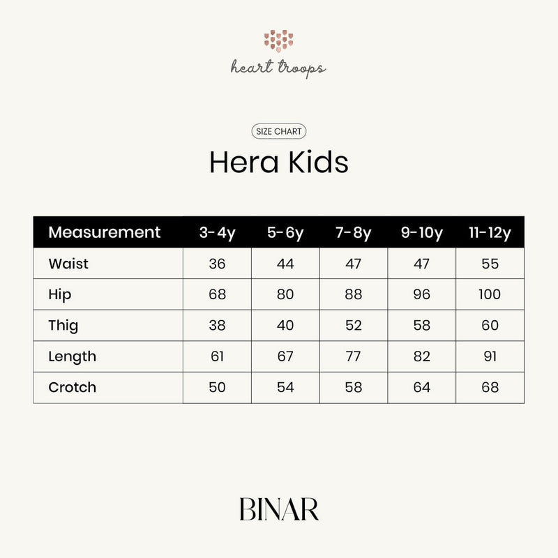 Panduan Ukuran Produk Hera Pants Kids Jade
