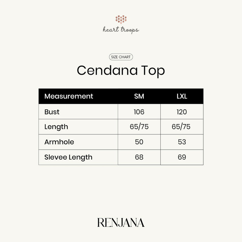 Panduan Ukuran Produk Cendana Top Midnight
