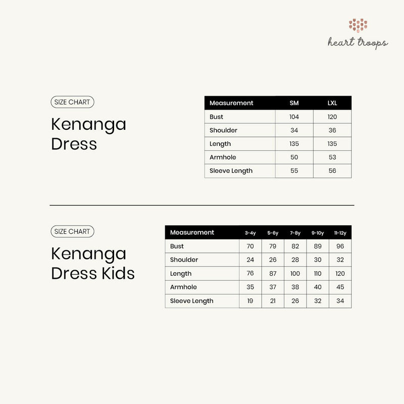 Panduan Ukuran Produk Kenanga Dress  for Mom & Kids