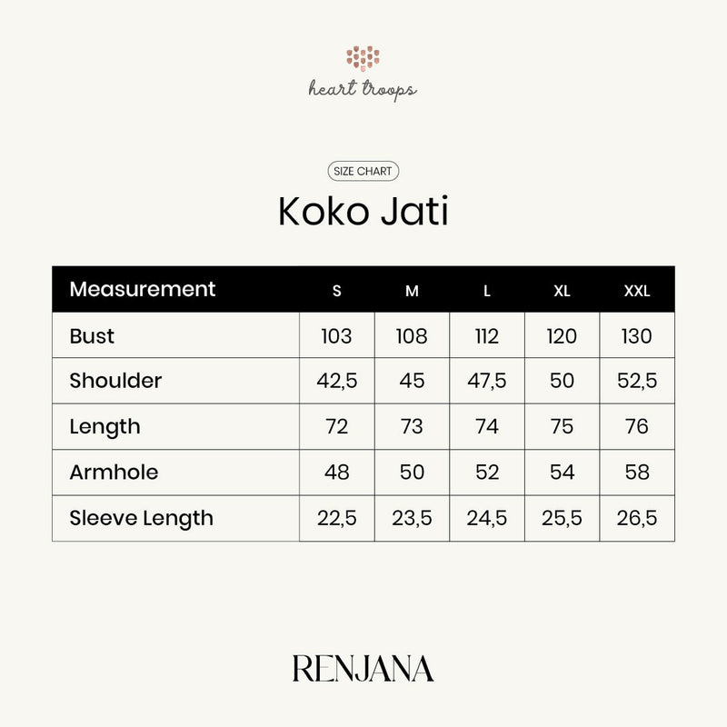 Panduan Ukuran Produk Heart Troops Jati Koko