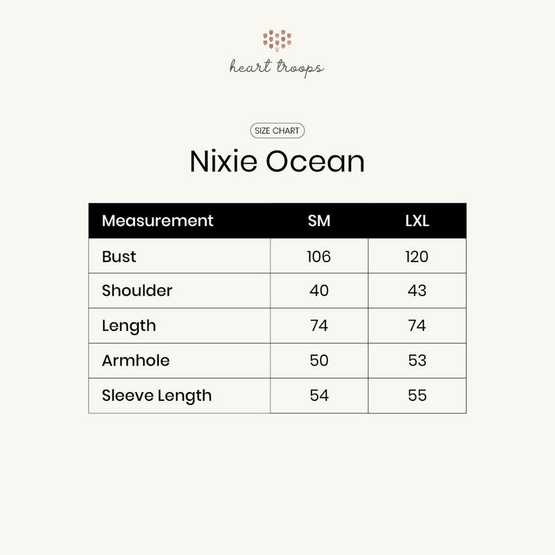 Panduan Ukuran Produk Nixie Shirt Ocean