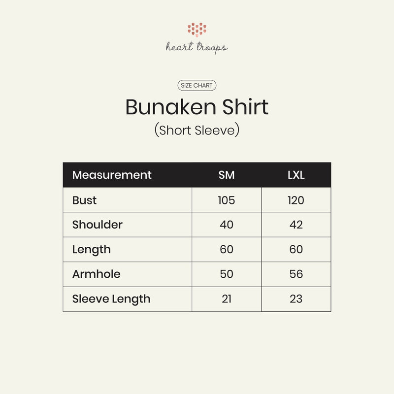 Panduan Ukuran Produk Bunaken Shirt (Short Sleeves)
