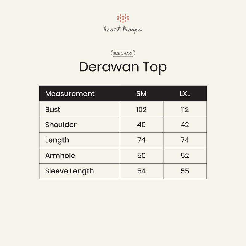 Panduan Ukuran Produk Derawan Shirt