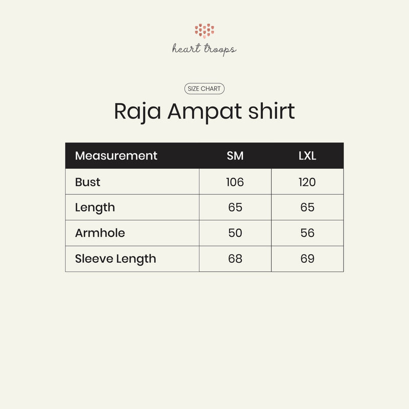 Panduan Ukuran Produk Raja Ampat Shirt