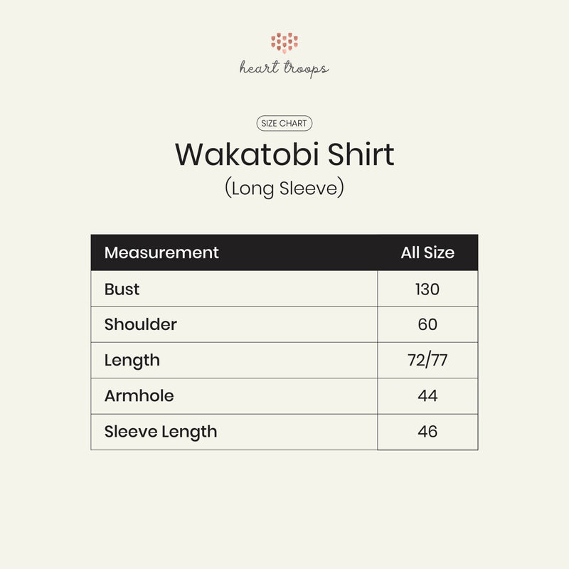 Panduan Ukuran Produk Wakatobi Shirt (Long Sleeves)