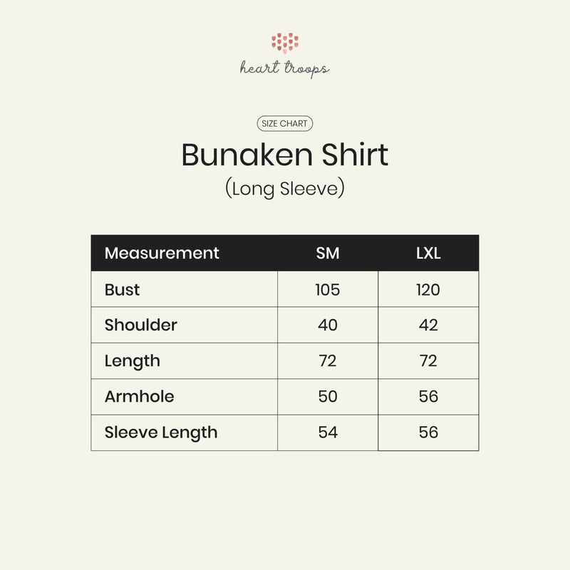 Panduan Ukuran Produk Bunaken Shirt (Long Sleeves)