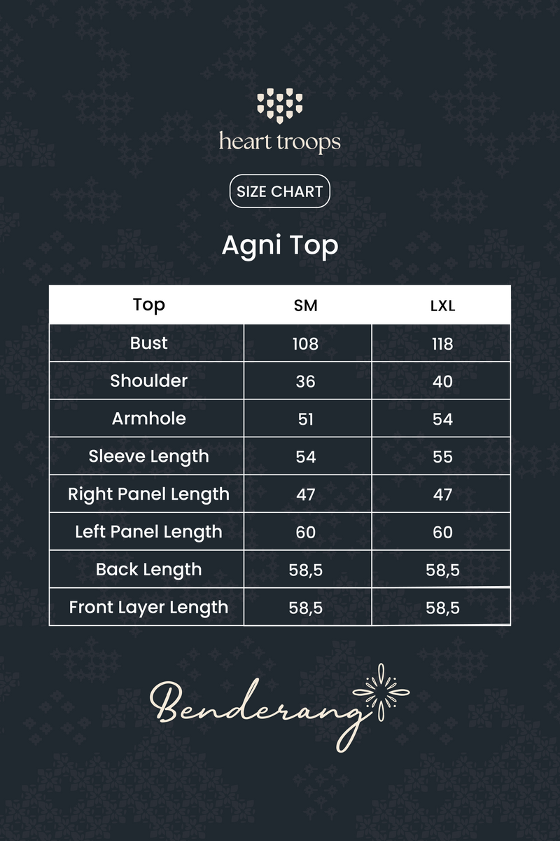Panduan Ukuran Produk Agni Top Navy
