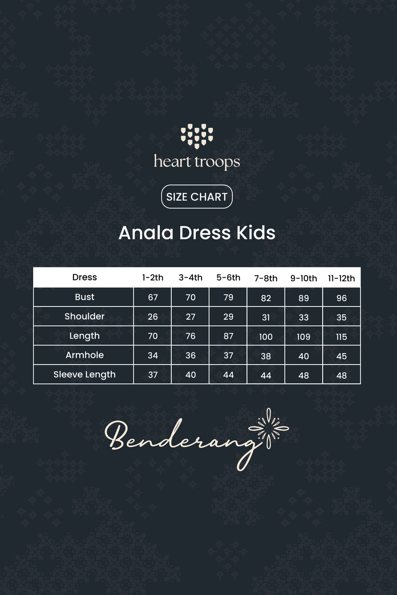 Panduan Ukuran Produk Anala Dress Kids