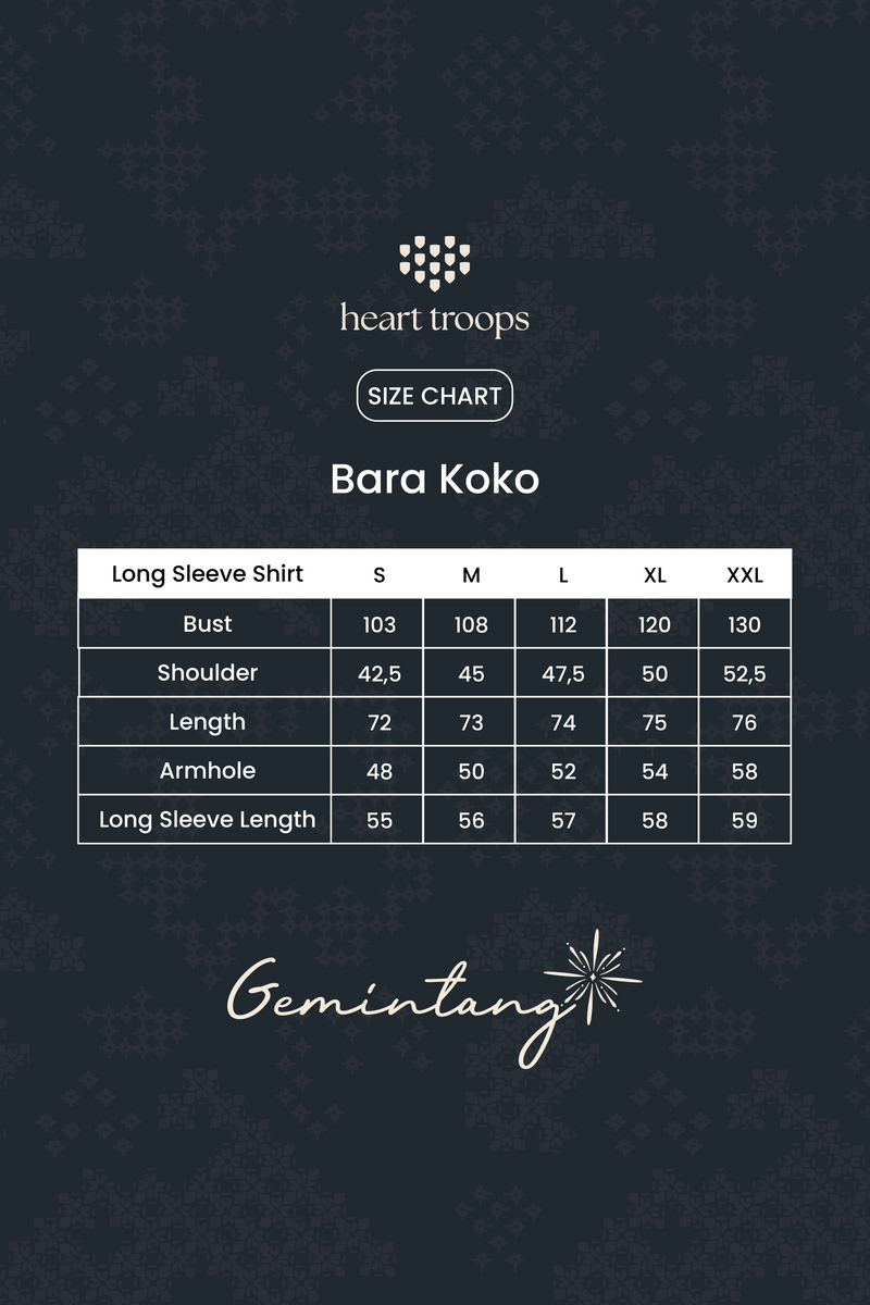 Panduan Ukuran Produk Bara Koko Senja - Long Sleeves