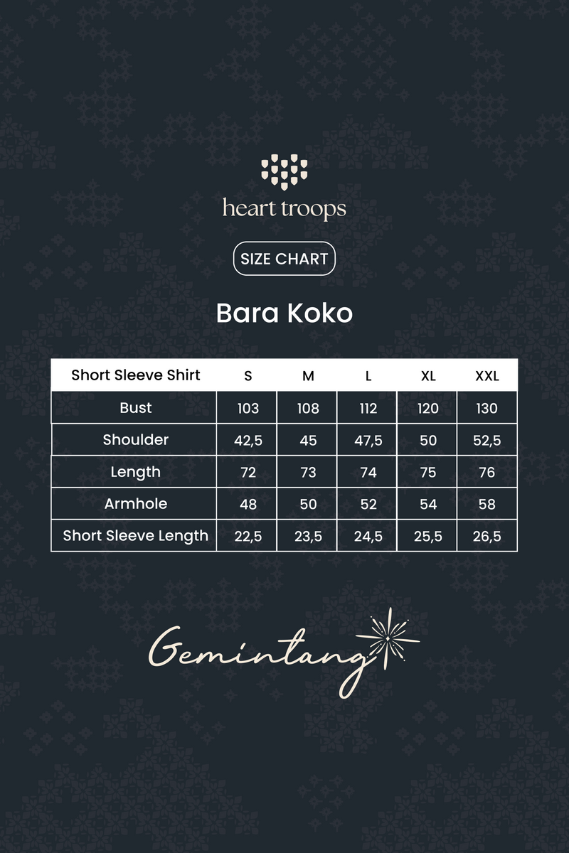 Panduan Ukuran Produk Bara Koko Malam - Short Sleeves