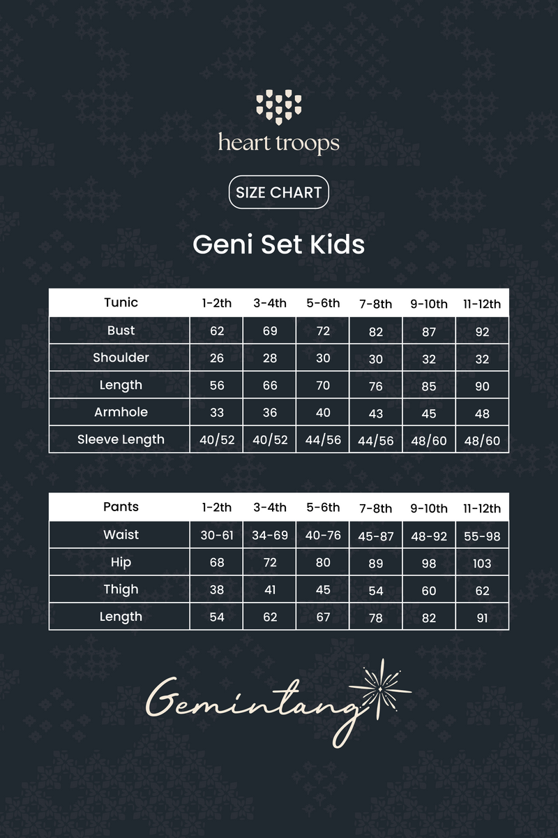 Panduan Ukuran Produk Geni Set Kids Senja