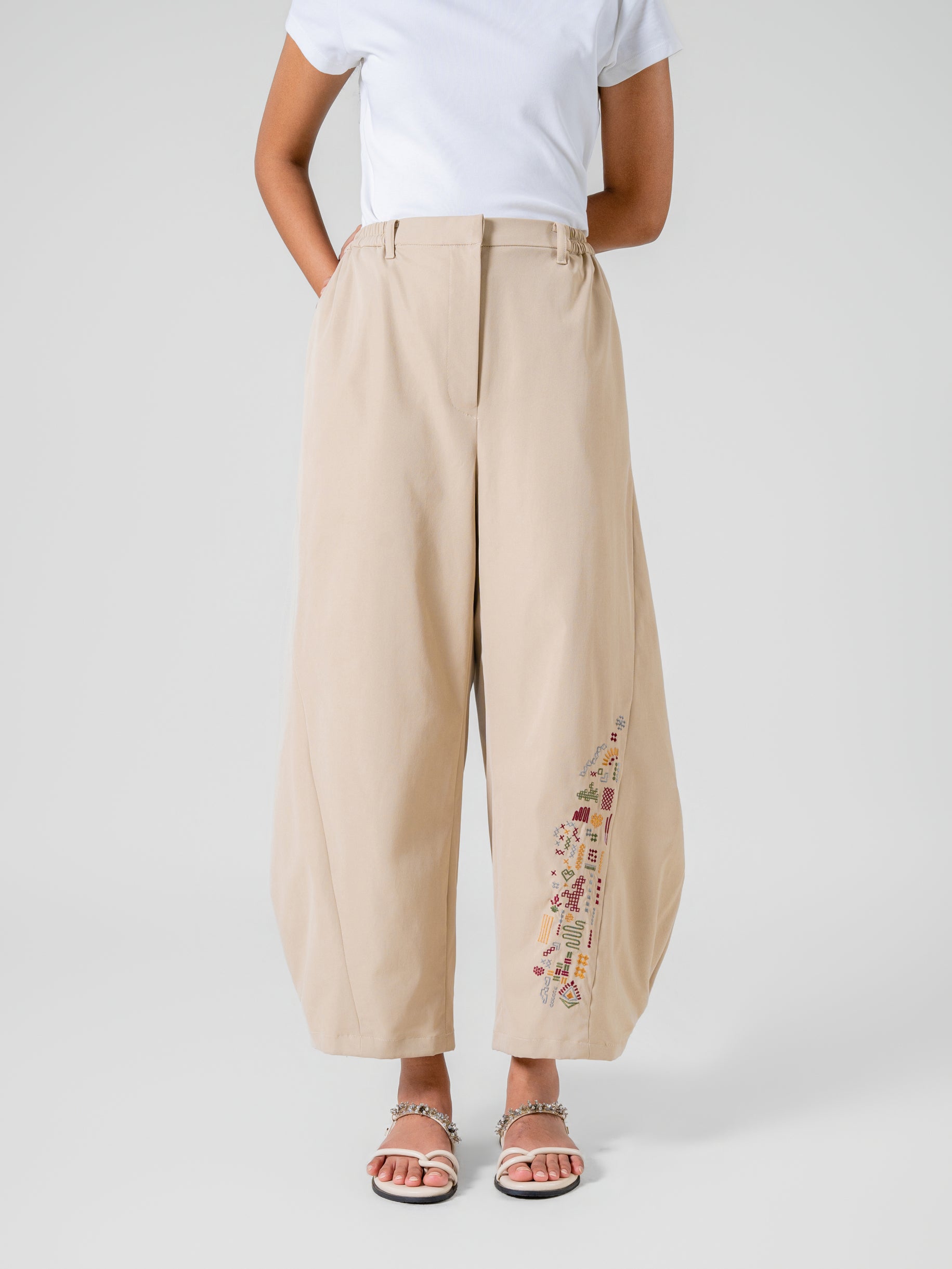 Sora Pants Beige Multicolor