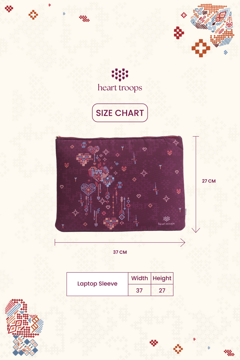 Panduan Ukuran Produk Laptop Sleeve Burgundy