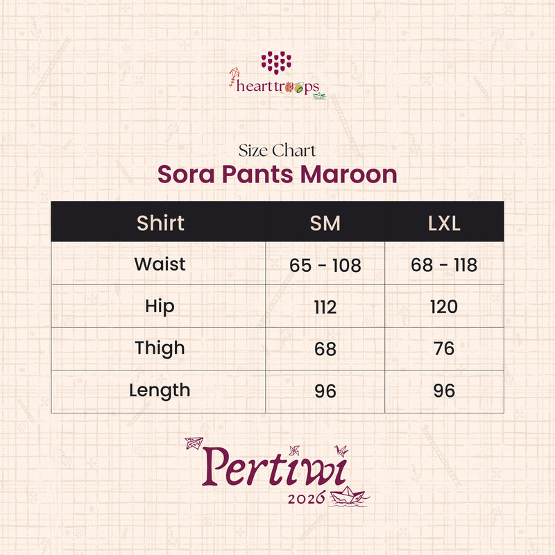Panduan Ukuran Produk Sora Pants Maroon