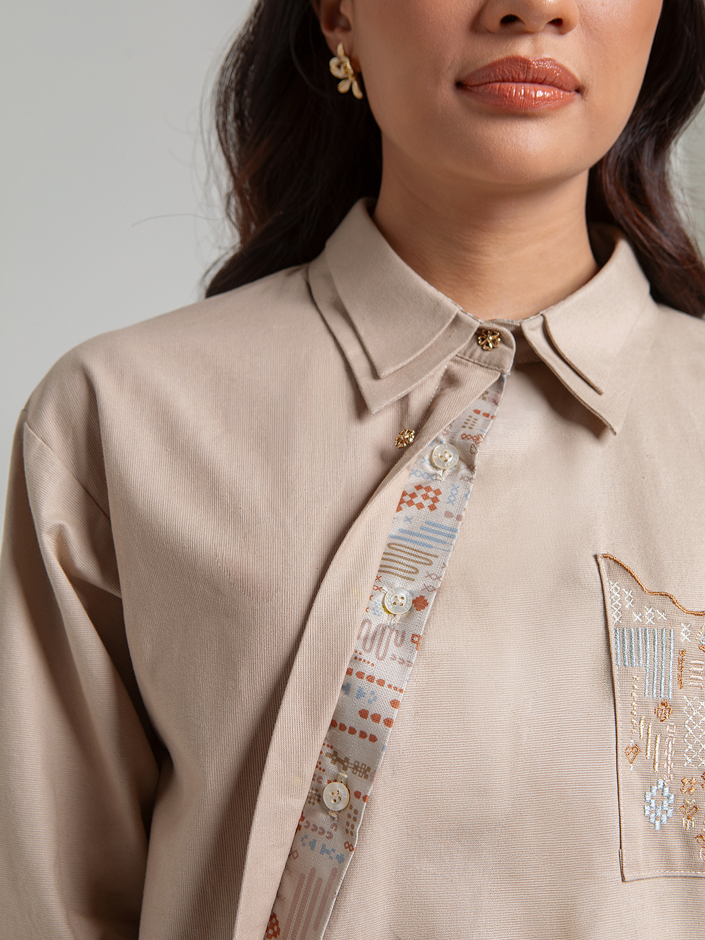 Numa Shirt Beige Long Sleeves