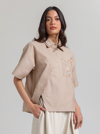 Numa Shirt Beige Short Sleeves