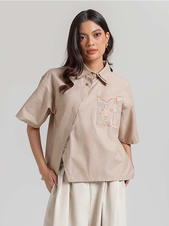 Numa Shirt Beige Short Sleeves