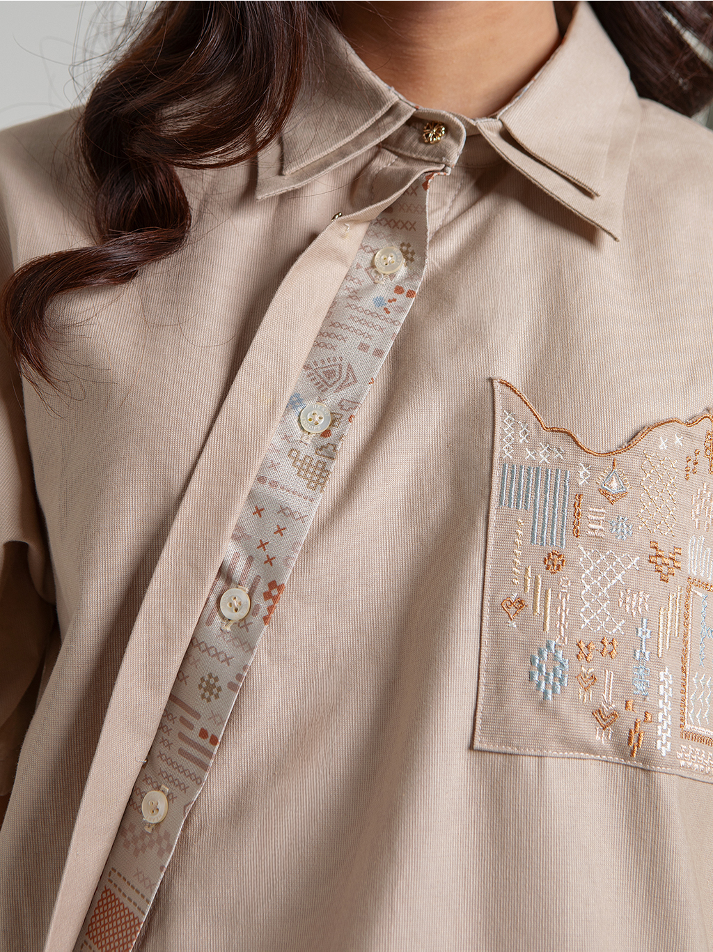 Numa Shirt Beige Short Sleeves