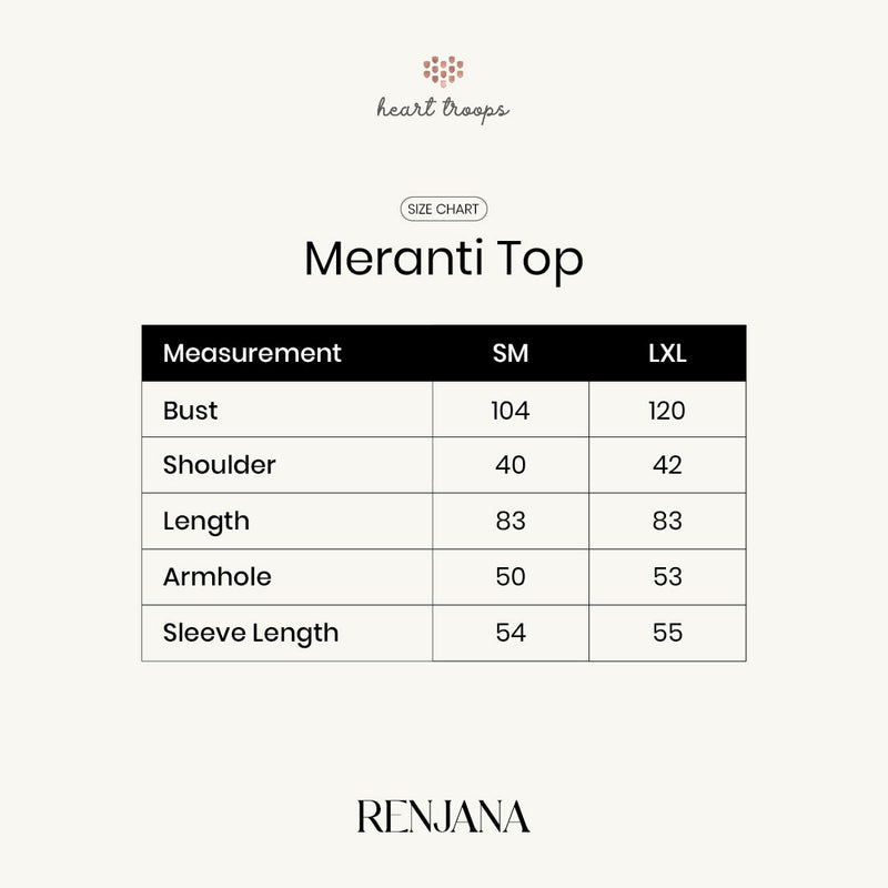 Panduan Ukuran Produk Meranti Top