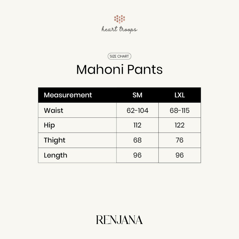 Panduan Ukuran Produk Mahoni Pants