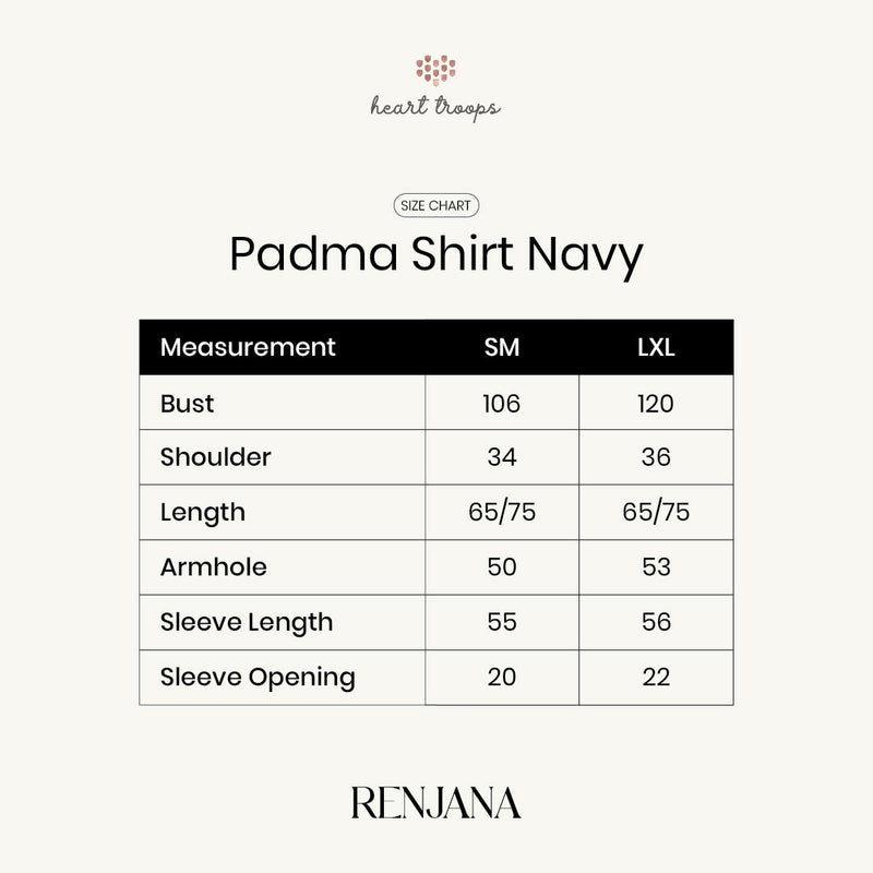 Panduan Ukuran Produk Padma Shirt Navy