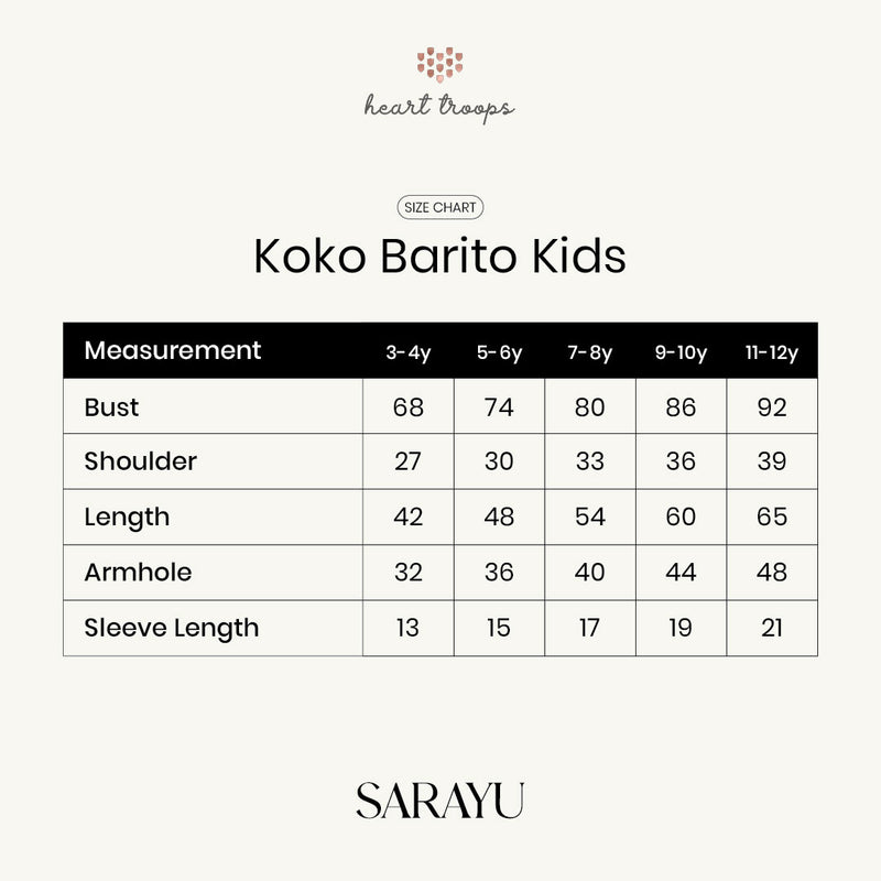 Panduan Ukuran Produk Barito Koko Kids