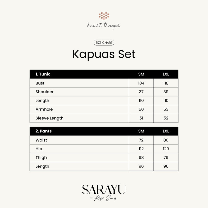 Panduan Ukuran Produk Kapuas Set (Tunic & Pants)