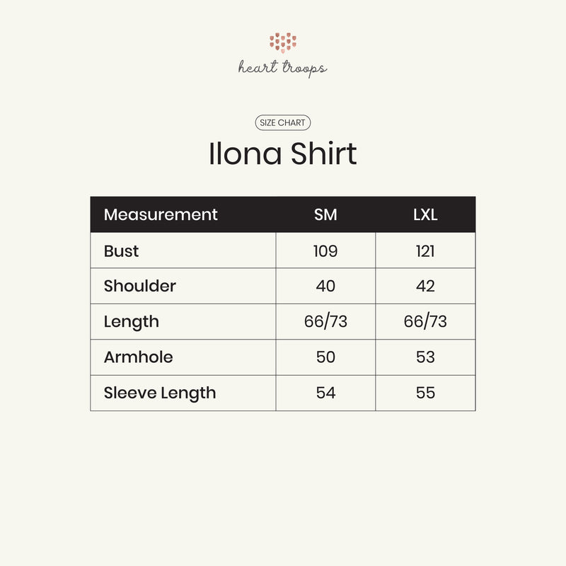 Panduan Ukuran Produk Ilona Shirt