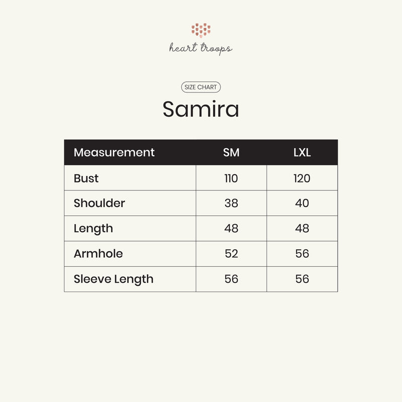 Panduan Ukuran Produk Samira Outer