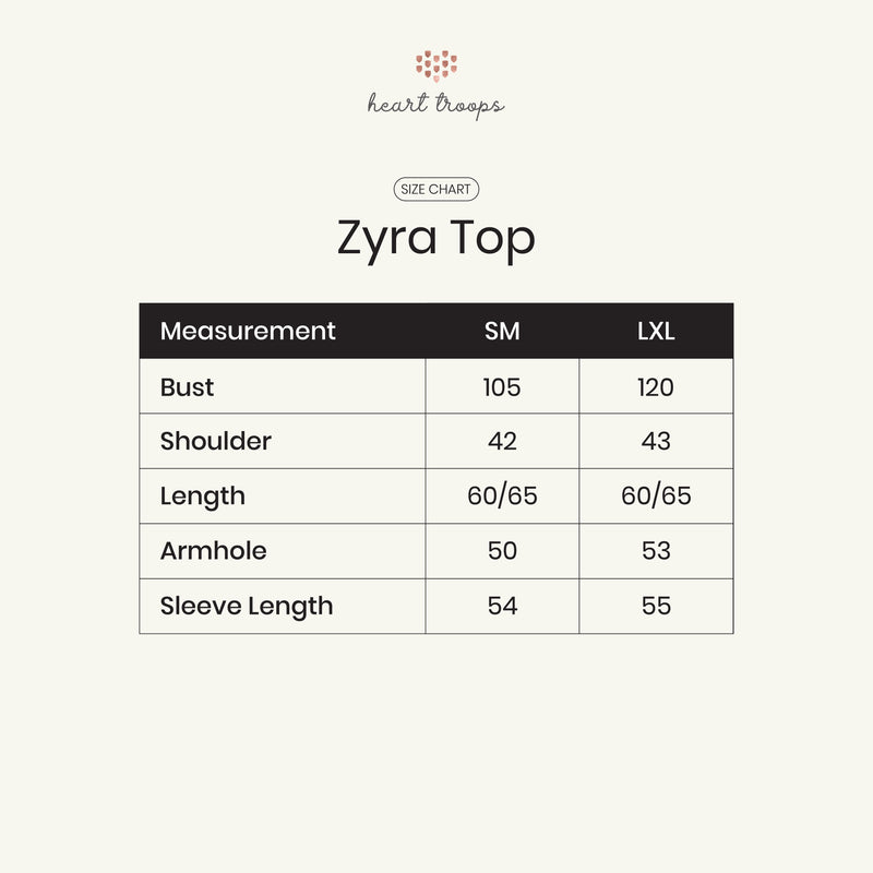 Panduan Ukuran Produk Zyra Top