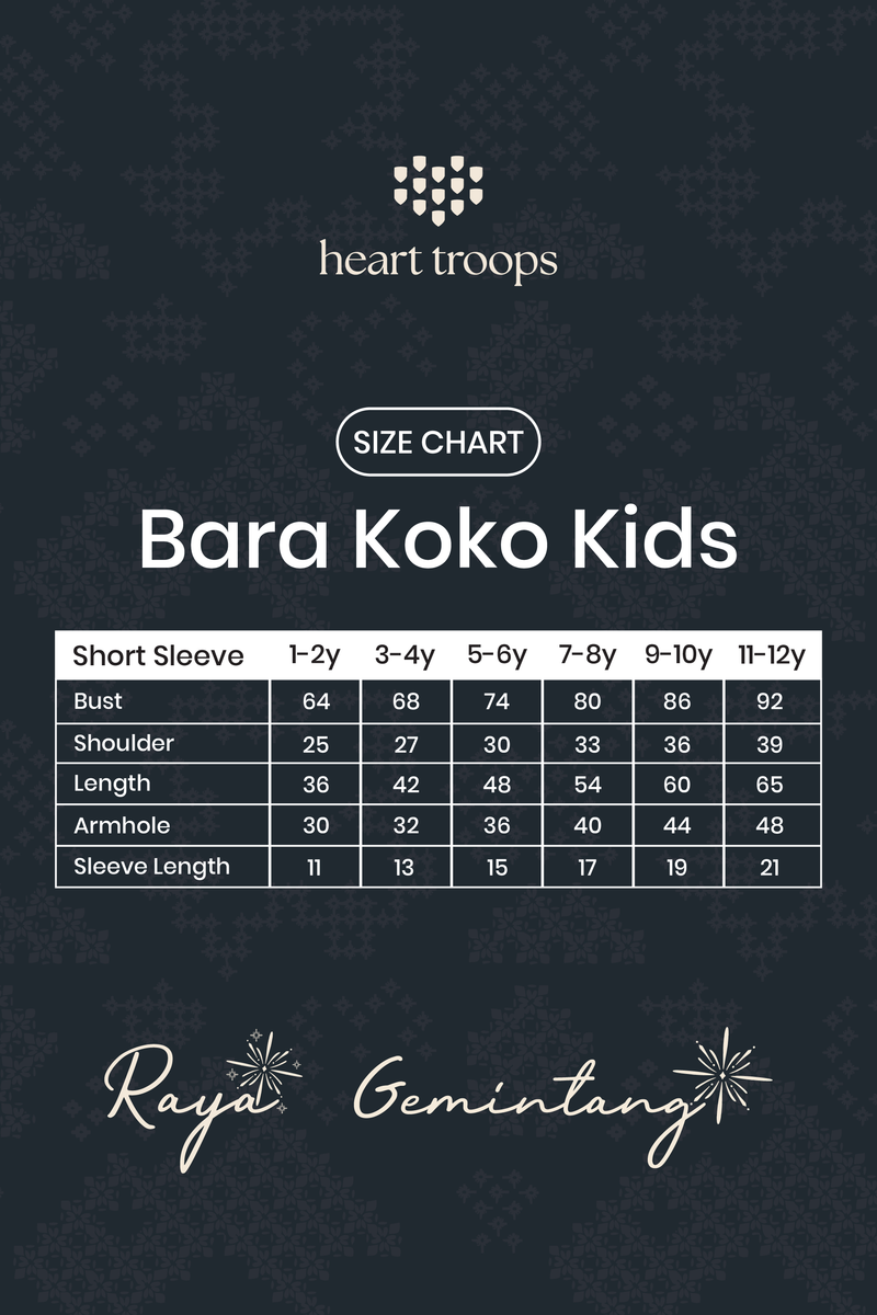 Panduan Ukuran Produk Bara Koko Kids Senja