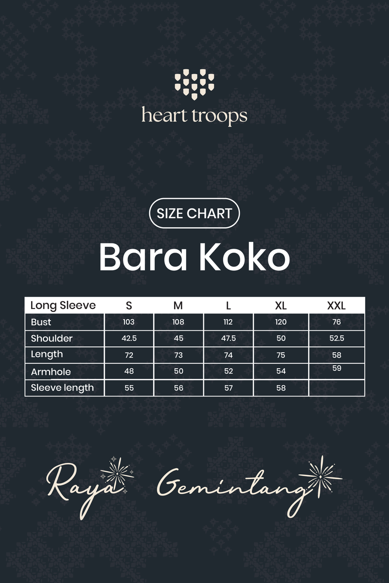 Panduan Ukuran Produk Bara Koko Malam - Long Sleeves