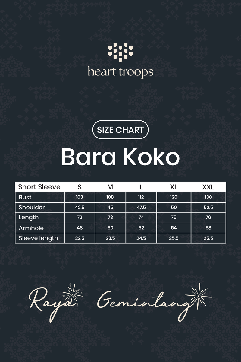 Panduan Ukuran Produk Bara Koko Senja - Short Sleeves