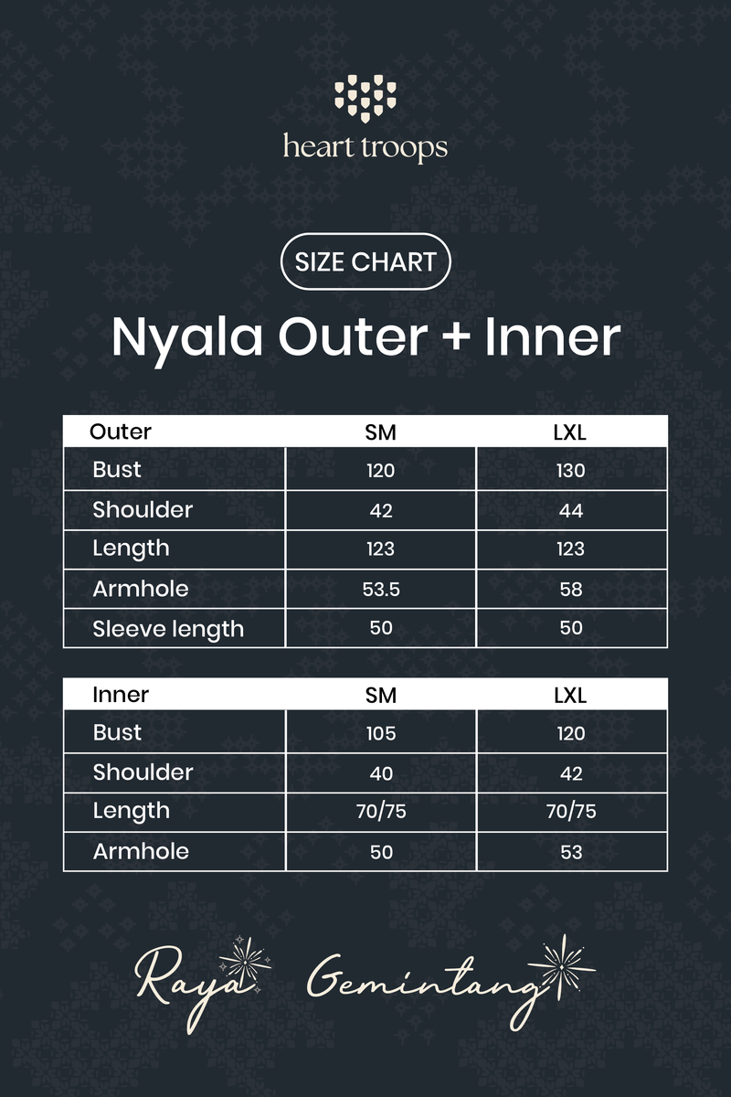 Panduan Ukuran Produk Nyala Outer + Inner Top Senja