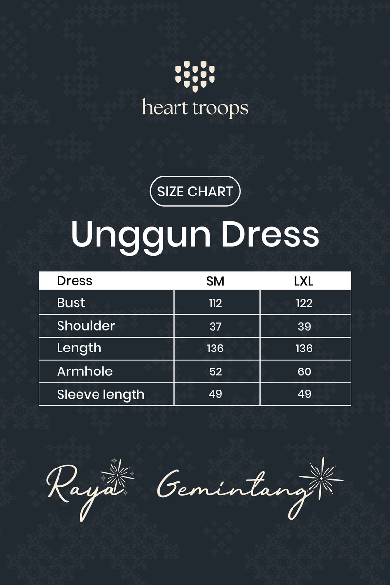 Panduan Ukuran Produk Unggun Dress Senja